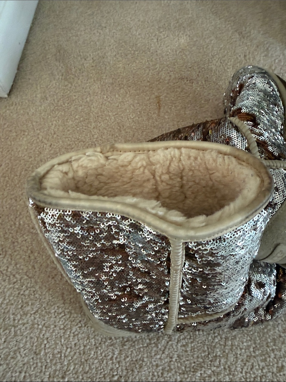 UGG Women's Sequin Short Boot - Silver with Tan Accents - Picture 2 of 7